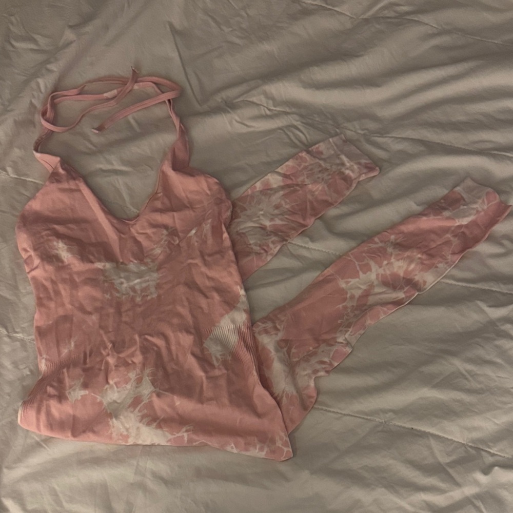 Pink Tie-Dye Women's Workout Jumpsuit